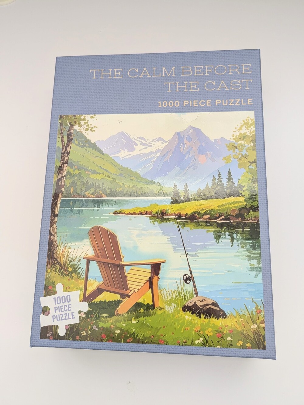 NEW The Calm Before The Cast 1000-Piece Puzzle: Peaceful Scenery Cottage Fishing